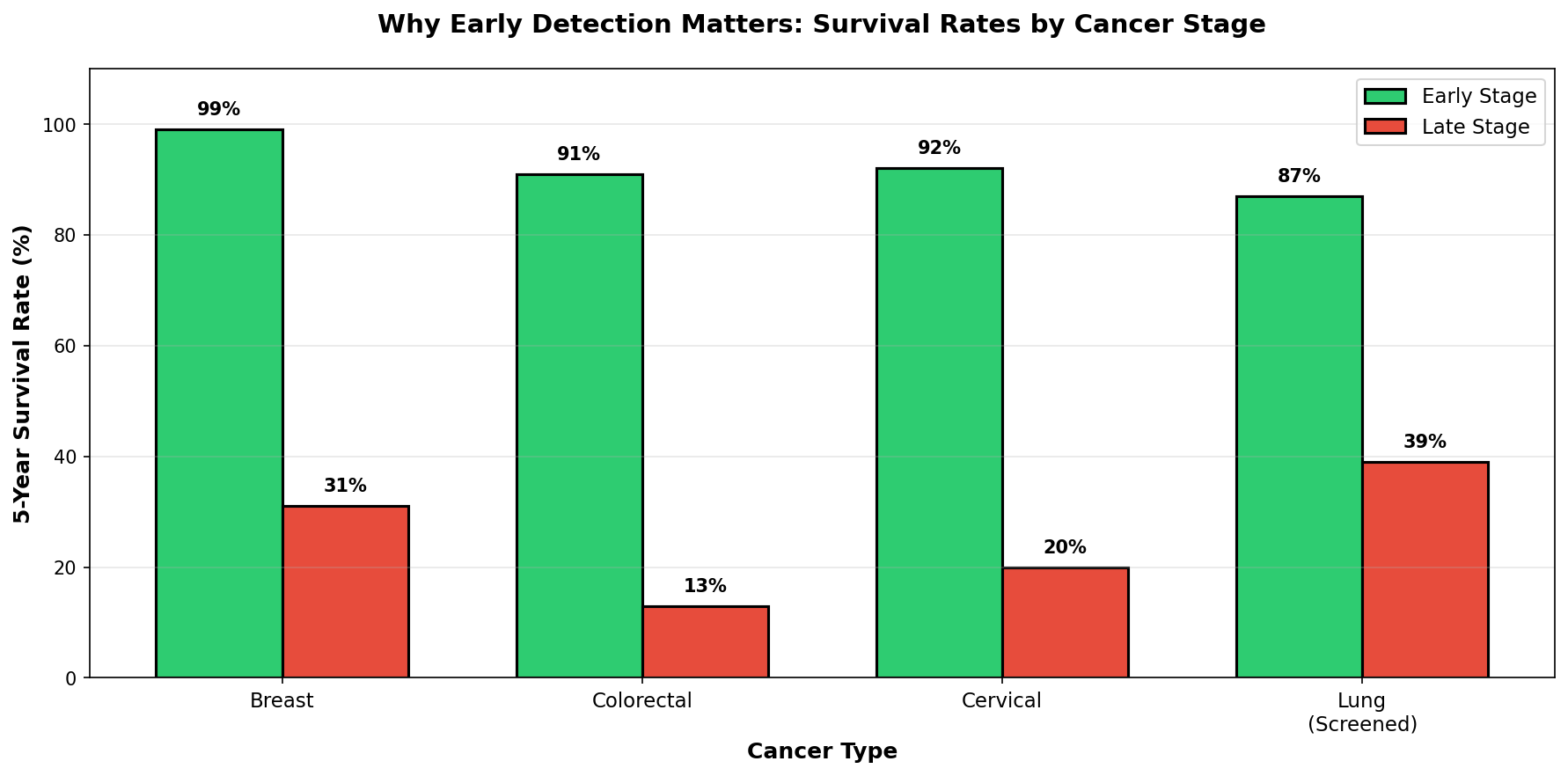 Survival rates comparison across cancer types